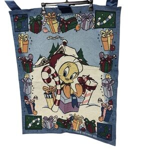 Tweety Bird 1996 Christmas Tapestry‎ Wall Hanging Looney Tunes Needlework Flag